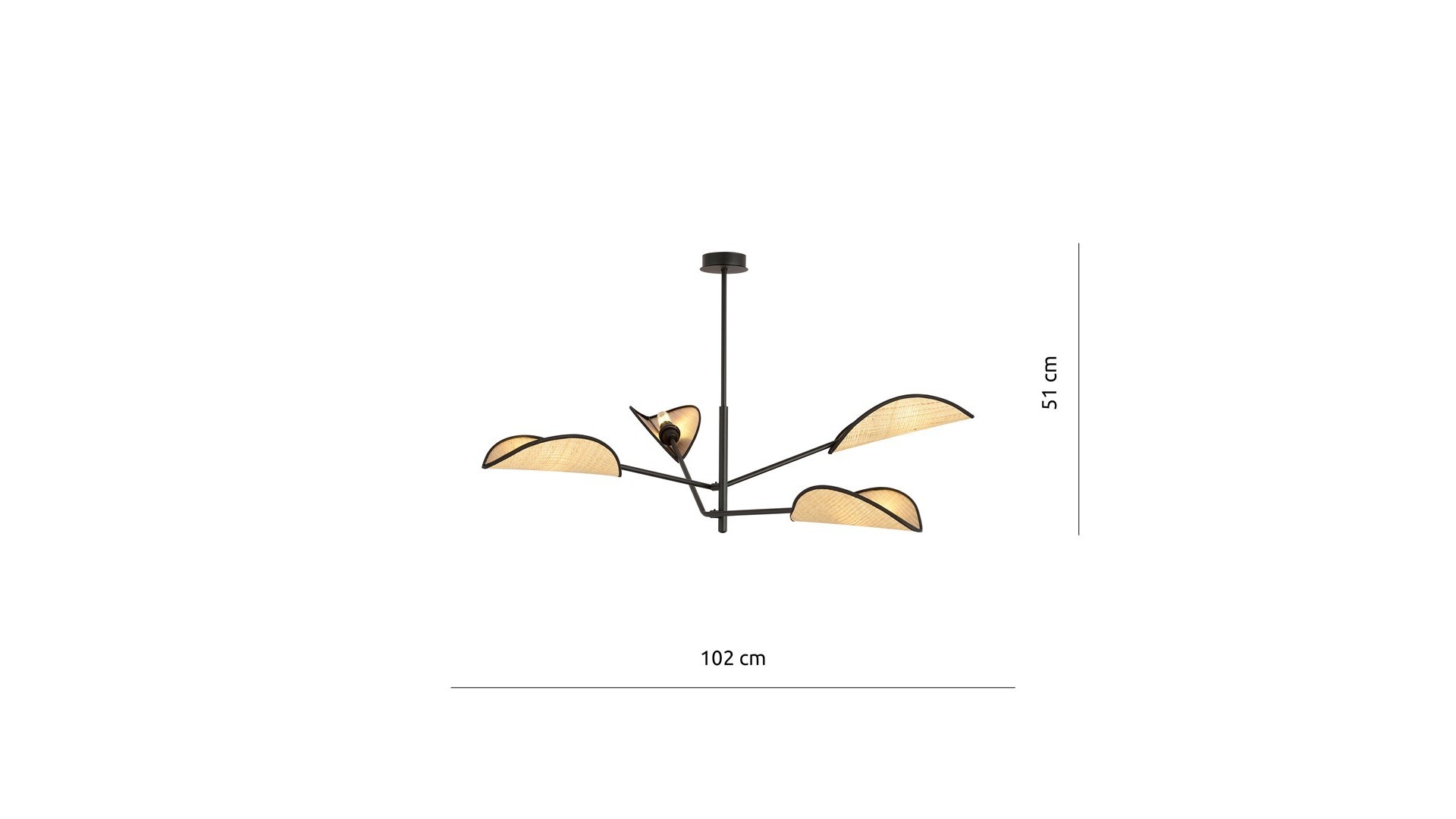 LAMPA SUFITOWA VENE 4-PUNKTOWA CZARNA/RATTANOWA EMIBIG