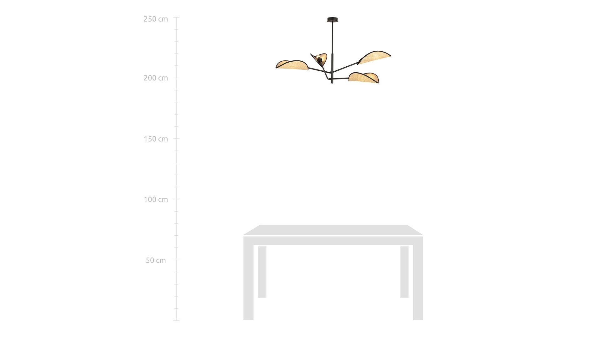 LAMPA SUFITOWA VENE 4-PUNKTOWA CZARNA/RATTANOWA EMIBIG