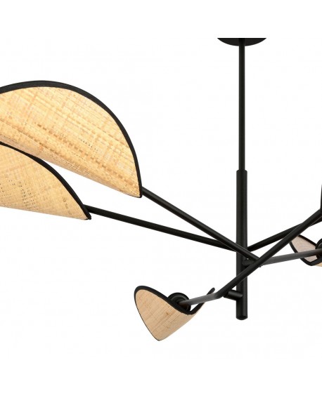 LAMPA SUFITOWA VENE 6-PUNKTOWA CZARNA/RATTANOWA EMIBIG