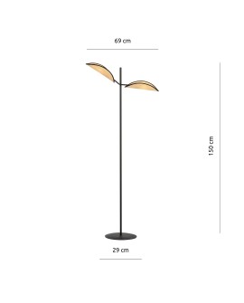 LAMPA PODŁOGOWA STOJĄCA VENE LP2 CZARNA/RATTANOWA EMIBIG