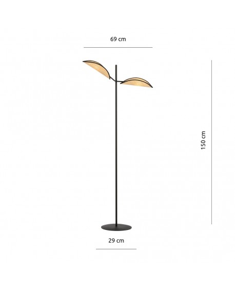 LAMPA PODŁOGOWA STOJĄCA VENE LP2 CZARNA/RATTANOWA EMIBIG