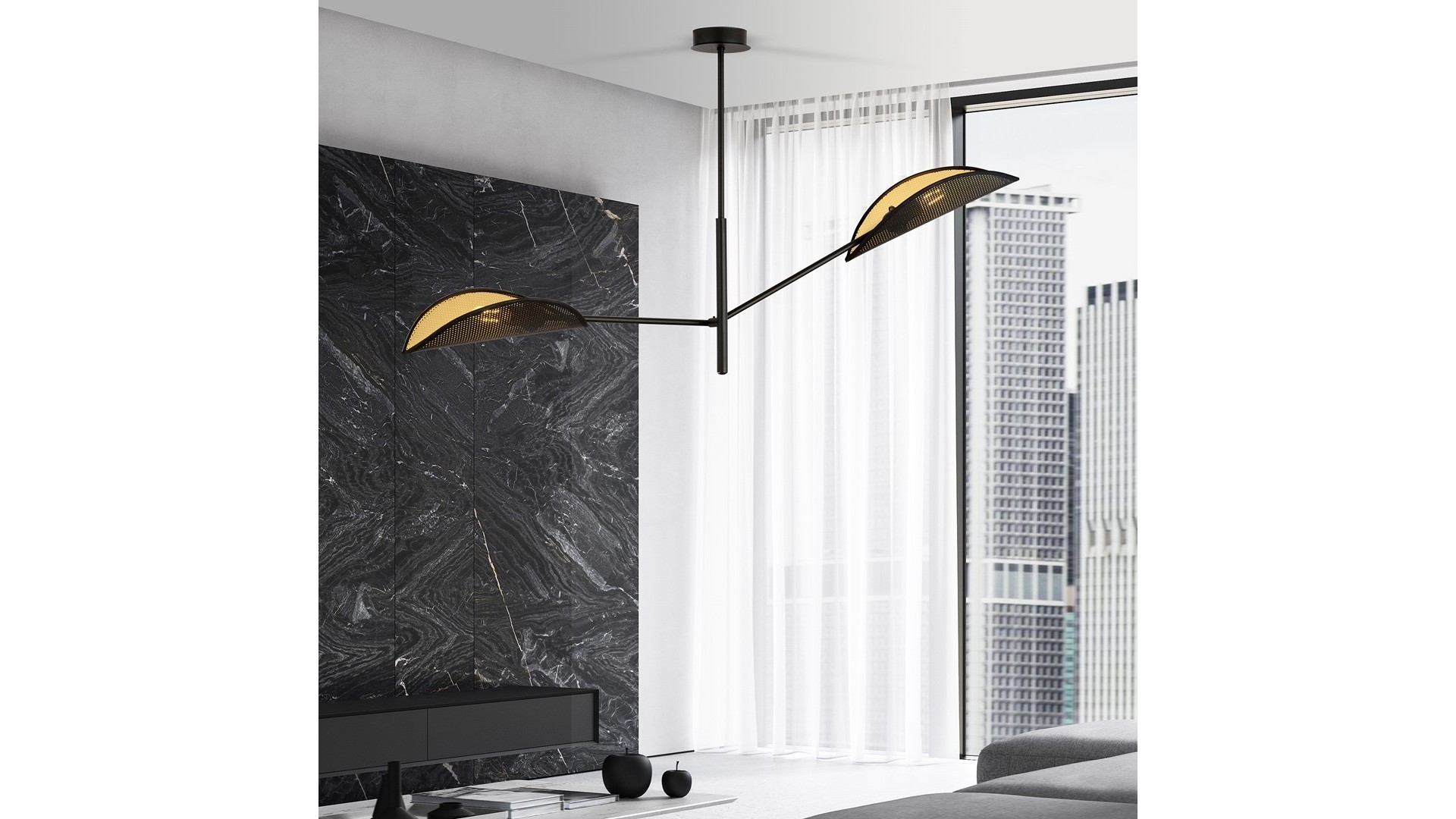 LAMPA SUFITOWA VENE 2-PUNKTOWA CZARNA/ZŁOTA EMIBIG