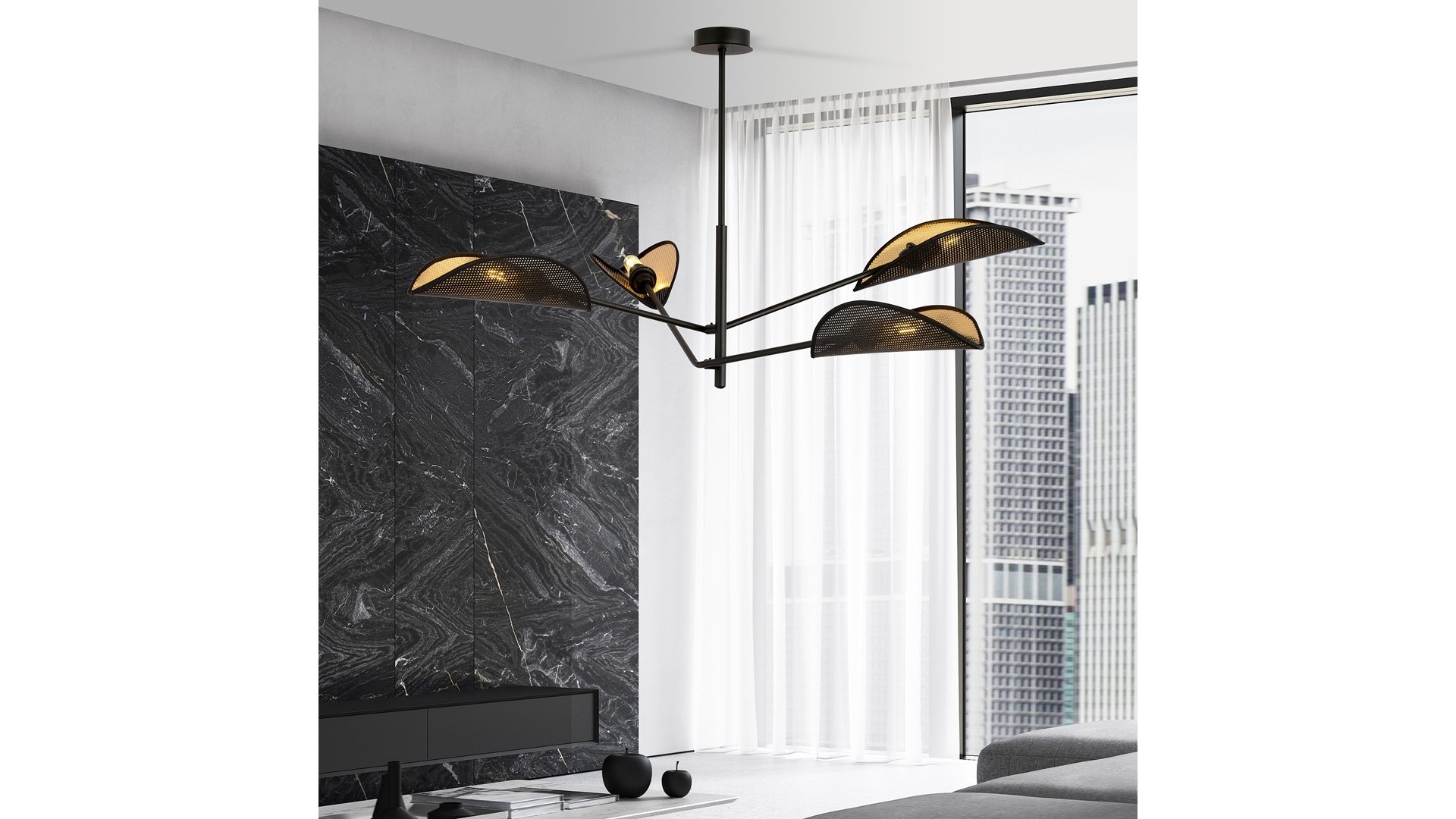 LAMPA SUFITOWA VENE 4-PUNKTOWA CZARNA/ZŁOTA EMIBIG