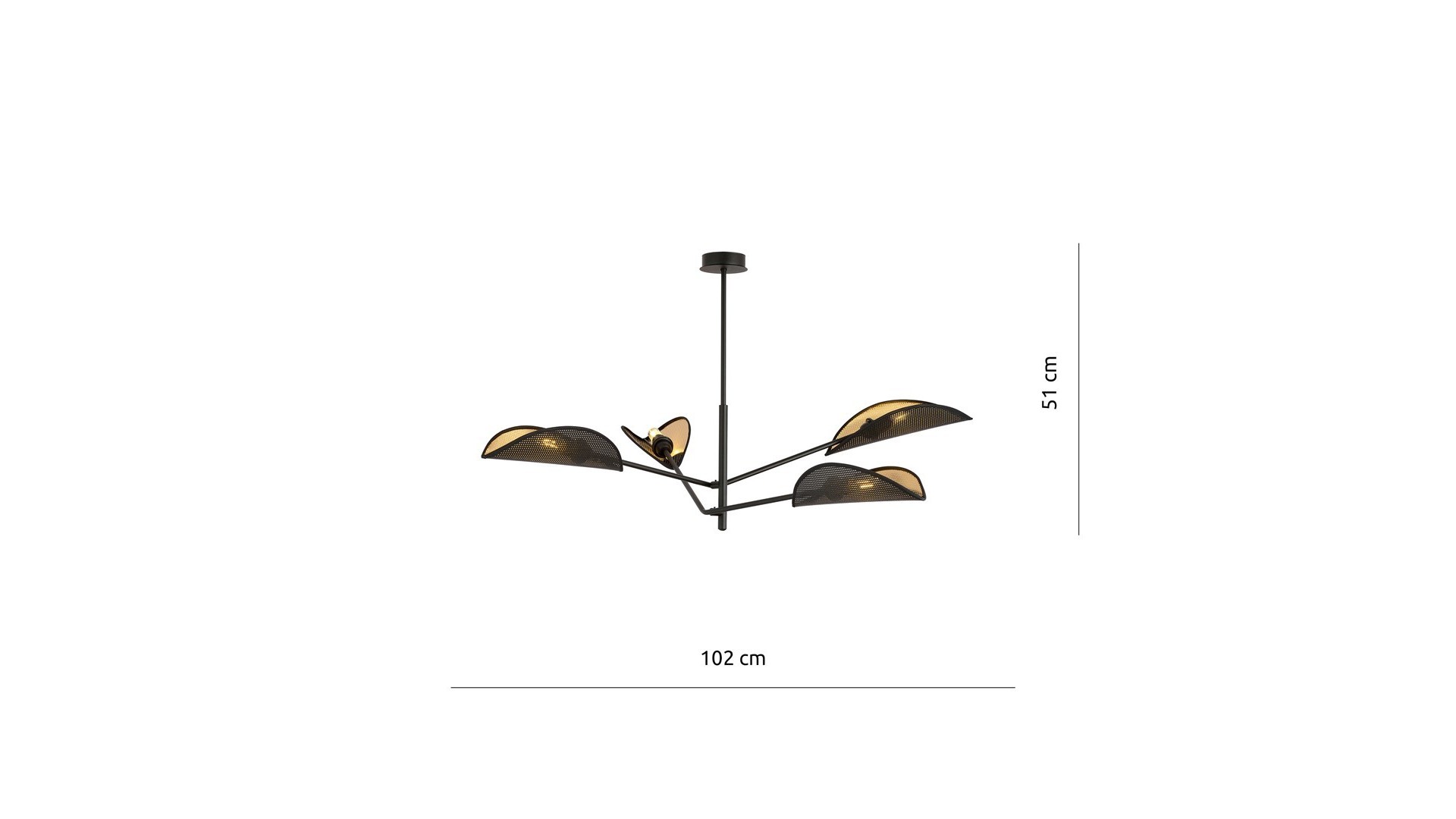 LAMPA SUFITOWA VENE 4-PUNKTOWA CZARNA/ZŁOTA EMIBIG