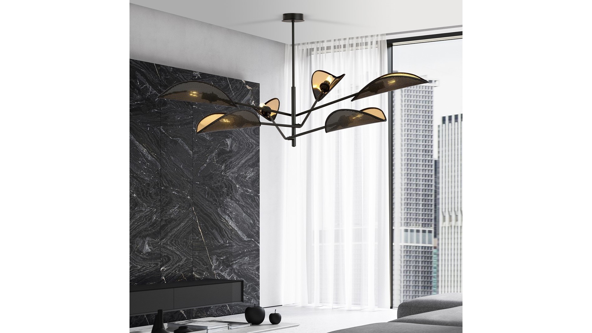 LAMPA SUFITOWA VENE 6-PUNKTOWA CZARNA/ZŁOTA EMIBIG