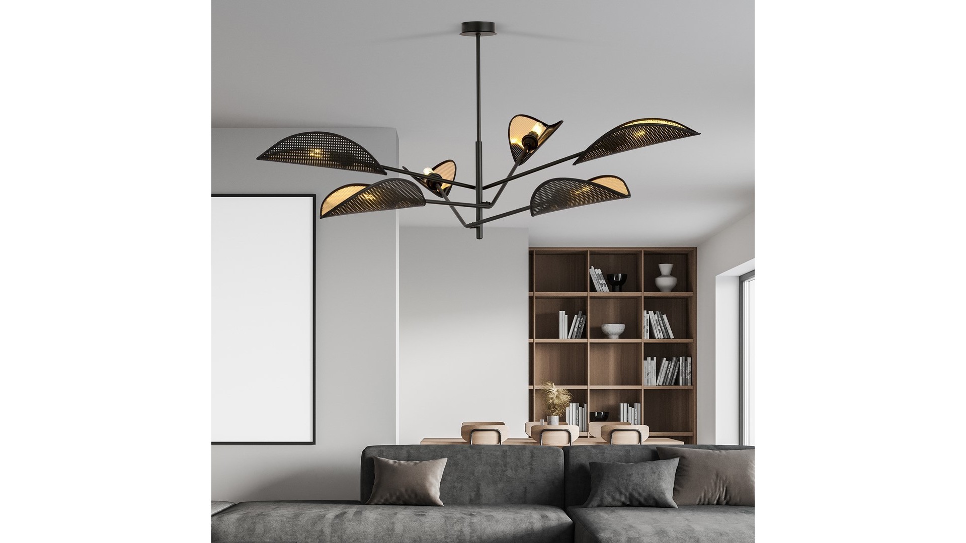 LAMPA SUFITOWA VENE 6-PUNKTOWA CZARNA/ZŁOTA EMIBIG
