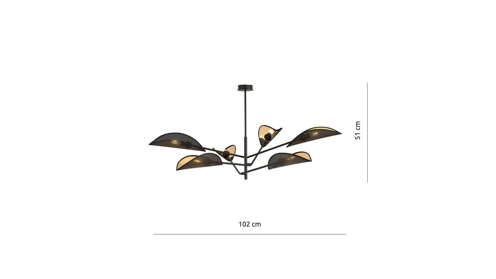 LAMPA SUFITOWA VENE 6-PUNKTOWA CZARNA/ZŁOTA EMIBIG