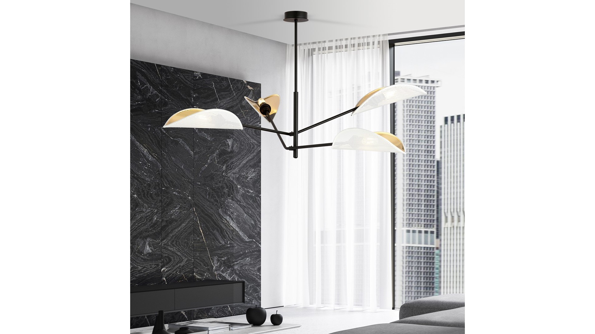 LAMPA SUFITOWA VENE 4-PUNKTOWA BIAŁA/ZŁOTA EMIBIG