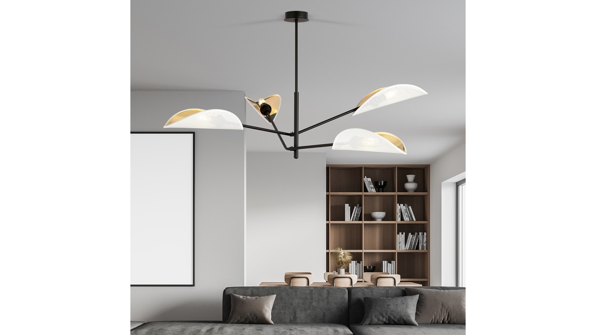 LAMPA SUFITOWA VENE 4-PUNKTOWA BIAŁA/ZŁOTA EMIBIG