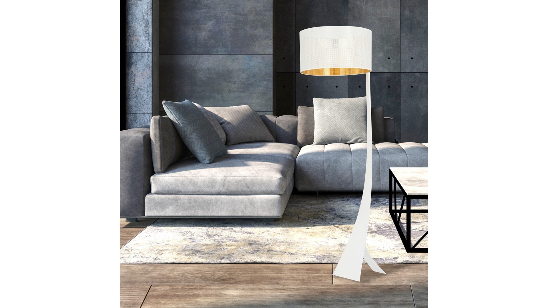 LAMPA PODŁOGOWA STOJĄCA ESTRELLA LP1 BIAŁA/ZŁOTA EMIBIG