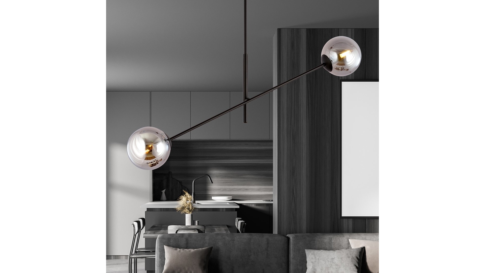 LAMPA SUFITOWA LINEAR 2-PUNKTOWA CZARNA/GRAFITOWA EMIBIG
