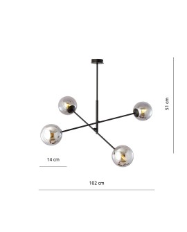 LAMPA SUFITOWA LINEAR 4-PUNKTOWA CZARNA/GRAFITOWA EMIBIG