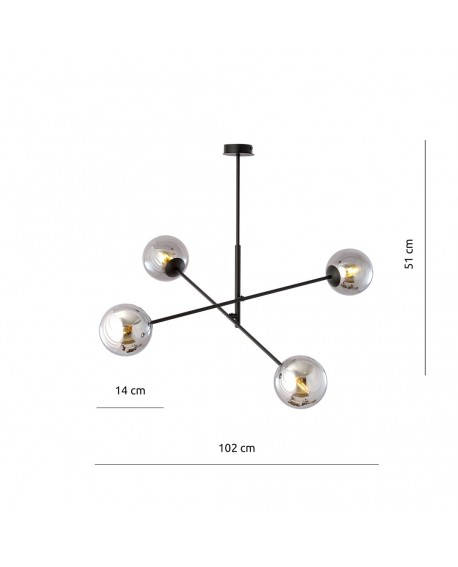 LAMPA SUFITOWA LINEAR 4-PUNKTOWA CZARNA/GRAFITOWA EMIBIG