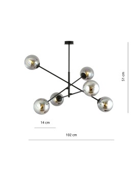 LAMPA SUFITOWA LINEAR 6-PUNKTOWA CZARNA/GRAFITOWA EMIBIG