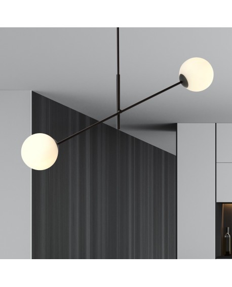 LAMPA SUFITOWA LINEAR 2-PUNKTOWA CZARNA/BIAŁE KULE EMIBIG