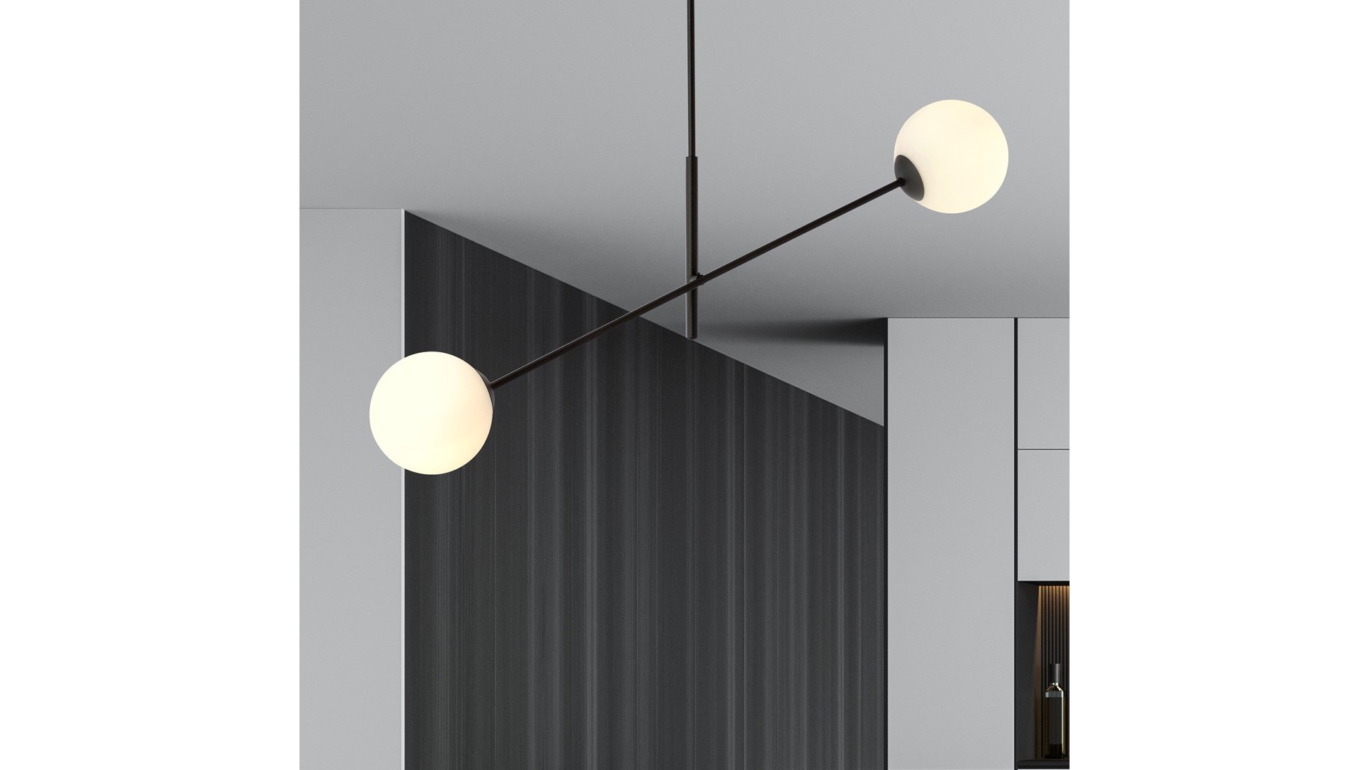 LAMPA SUFITOWA LINEAR 2-PUNKTOWA CZARNA/BIAŁE KULE EMIBIG