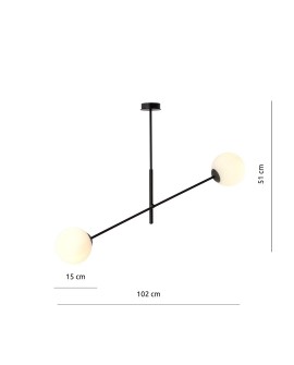 LAMPA SUFITOWA LINEAR 2-PUNKTOWA CZARNA/BIAŁE KULE EMIBIG