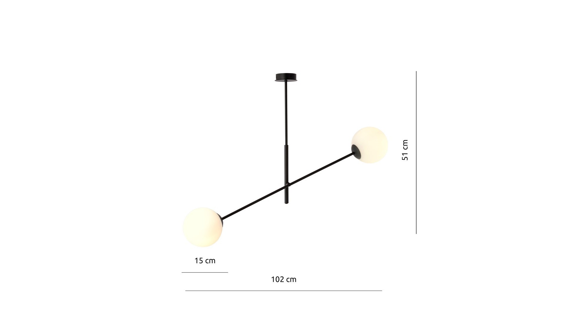 LAMPA SUFITOWA LINEAR 2-PUNKTOWA CZARNA/BIAŁE KULE EMIBIG