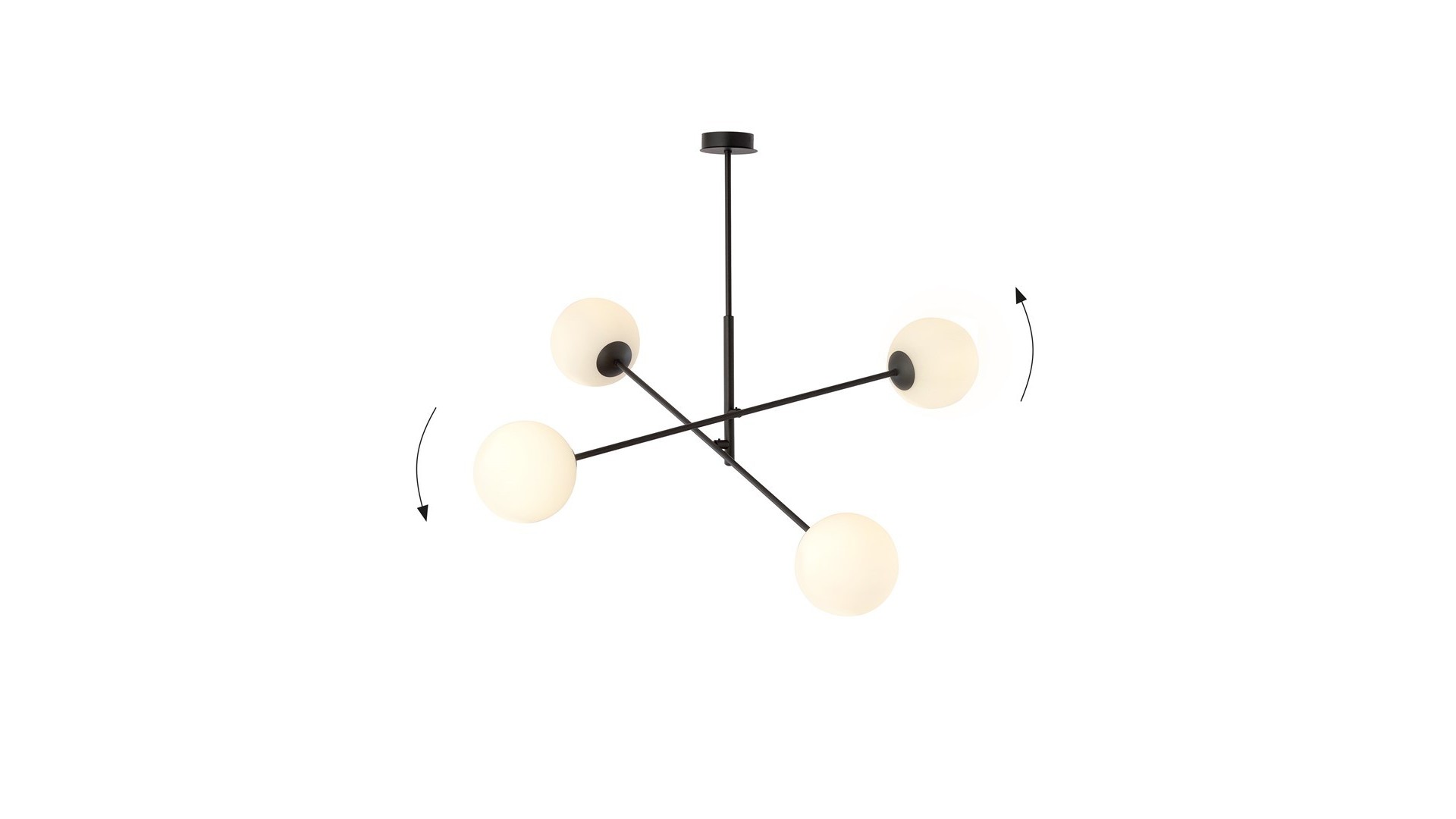 LAMPA SUFITOWA LINEAR 4-PUNKTOWA CZARNA/BIAŁE KULE EMIBIG