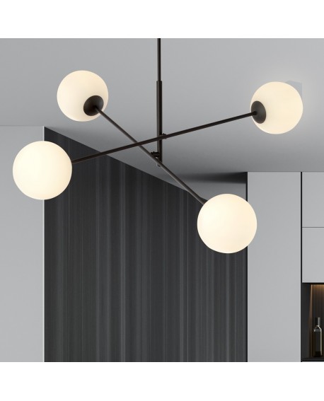 LAMPA SUFITOWA LINEAR 4-PUNKTOWA CZARNA/BIAŁE KULE EMIBIG