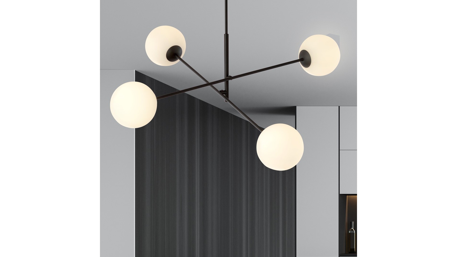 LAMPA SUFITOWA LINEAR 4-PUNKTOWA CZARNA/BIAŁE KULE EMIBIG