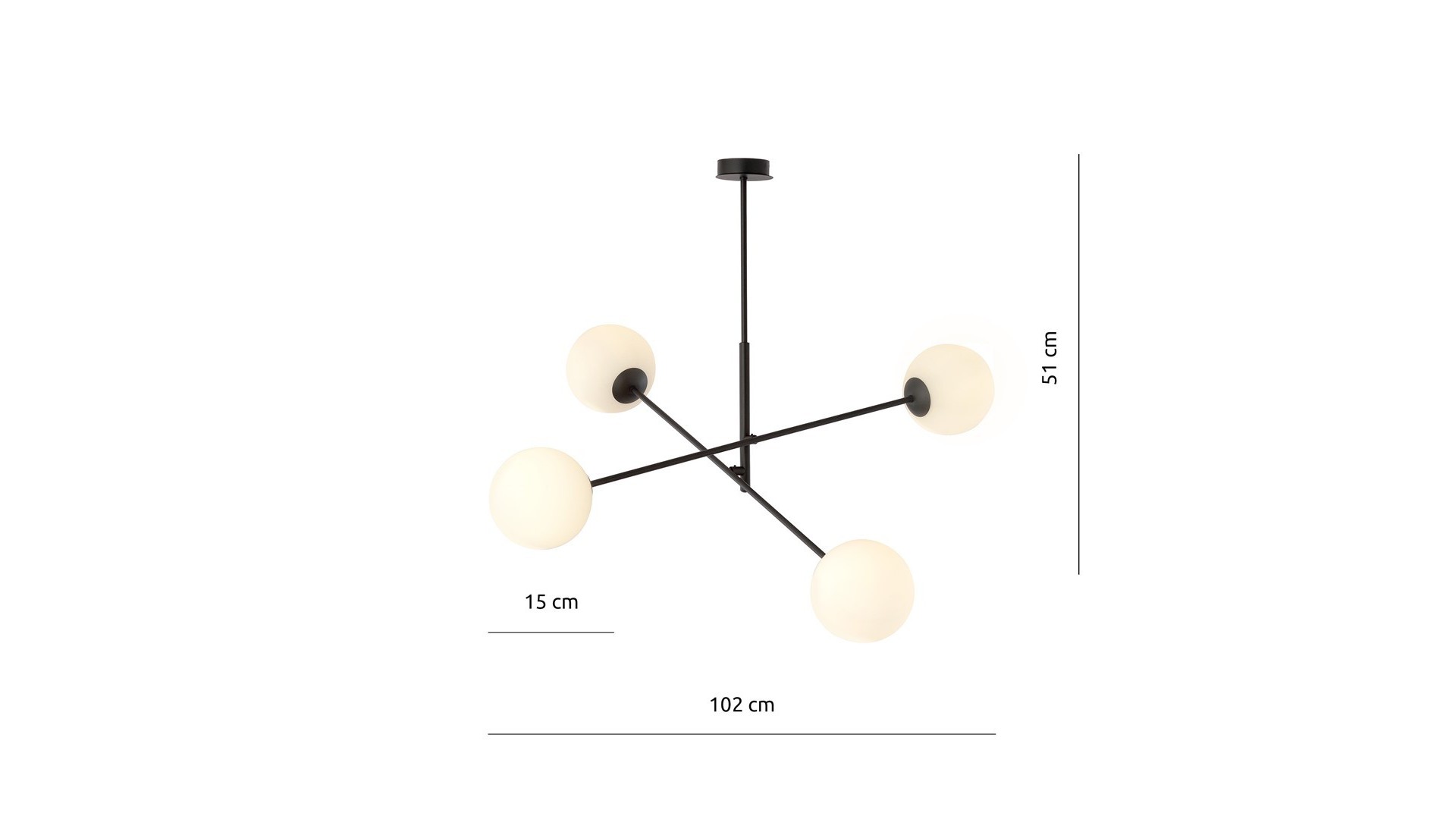 LAMPA SUFITOWA LINEAR 4-PUNKTOWA CZARNA/BIAŁE KULE EMIBIG