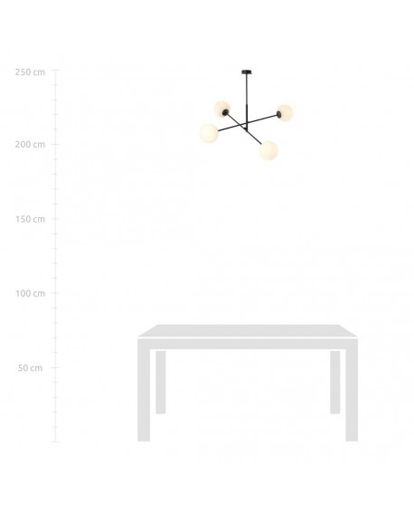 LAMPA SUFITOWA LINEAR 4-PUNKTOWA CZARNA/BIAŁE KULE EMIBIG