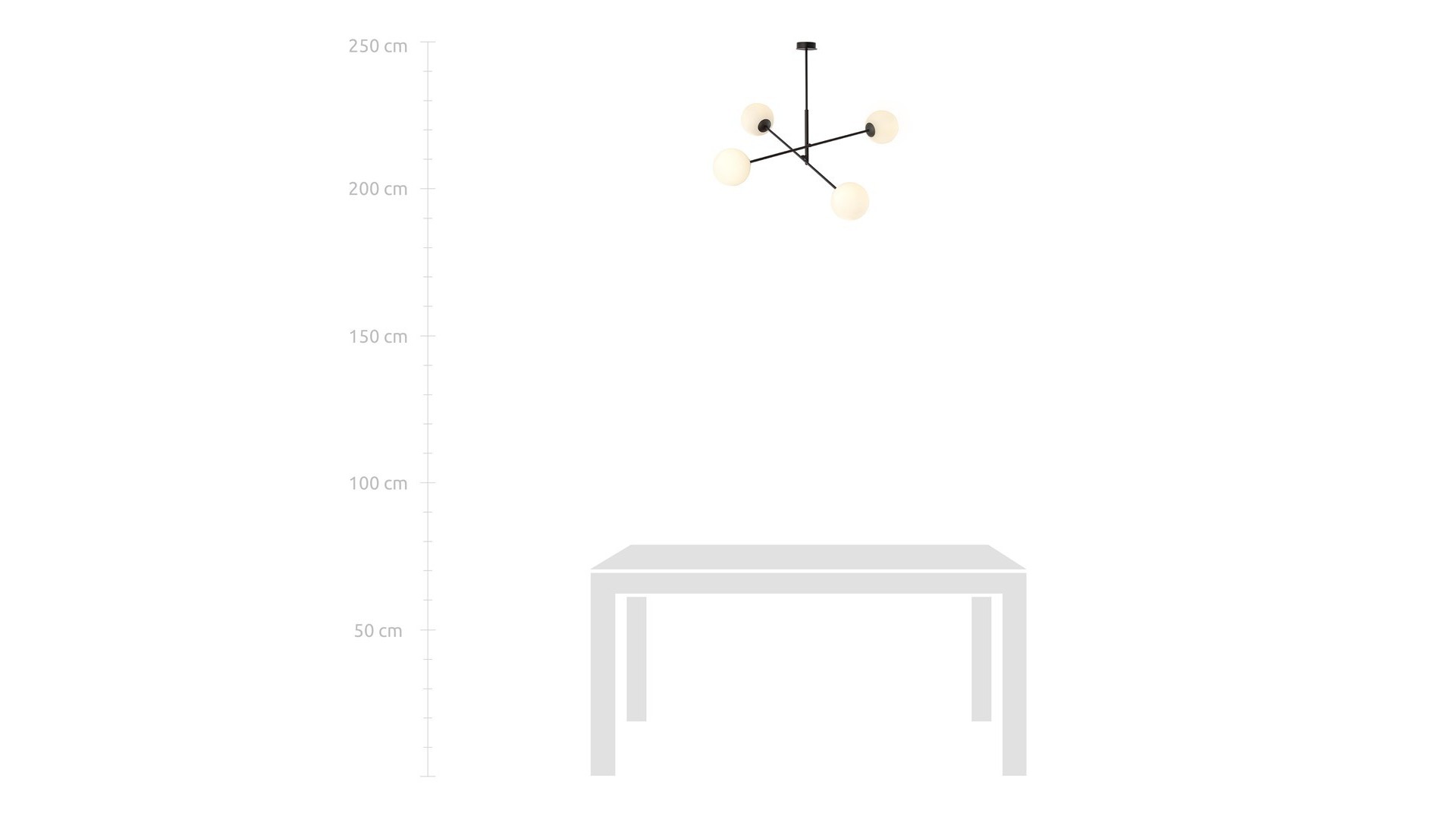 LAMPA SUFITOWA LINEAR 4-PUNKTOWA CZARNA/BIAŁE KULE EMIBIG
