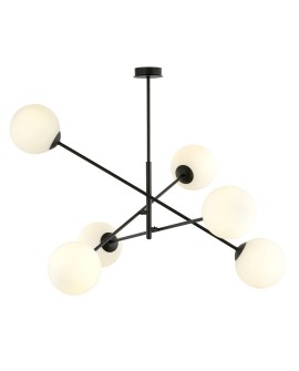 LAMPA SUFITOWA LINEAR 6-PUNKTOWA CZARNA/BIAŁE KULE EMIBIG