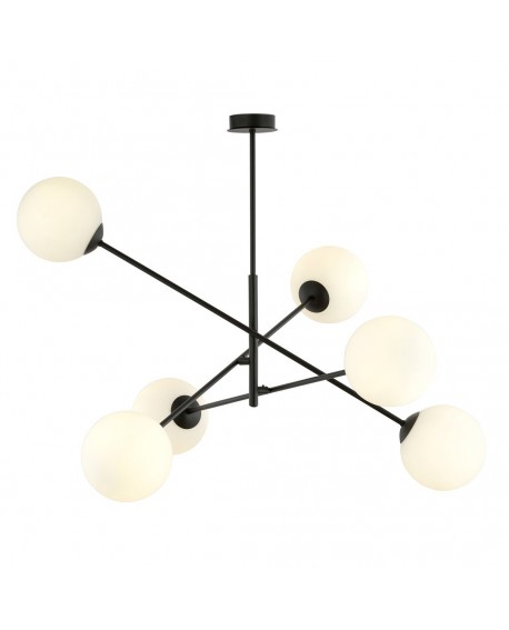 LAMPA SUFITOWA LINEAR 6-PUNKTOWA CZARNA/BIAŁE KULE EMIBIG