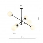 LAMPA SUFITOWA LINEAR 6-PUNKTOWA CZARNA/BIAŁE KULE EMIBIG