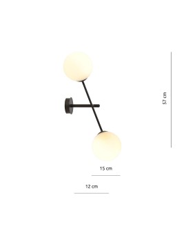 KINKIET LAMPA ŚCIENNA LINEAR K2 CZARNA/BIAŁE KULE EMIBIG