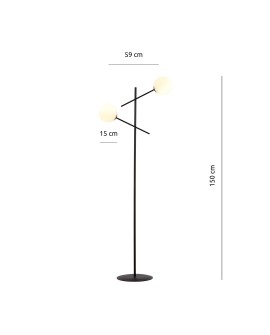 LAMPA PODŁOGOWA STOJĄCA LINEAR LP2 CZARNA/BIAŁE KULE EMIBIG