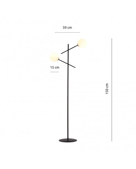 LAMPA PODŁOGOWA STOJĄCA LINEAR LP2 CZARNA/BIAŁE KULE EMIBIG