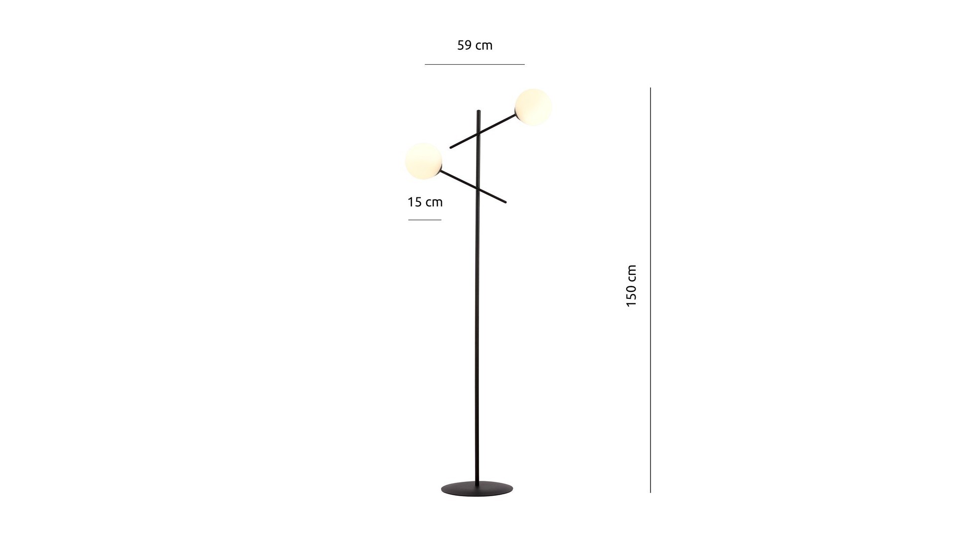 LAMPA PODŁOGOWA STOJĄCA LINEAR LP2 CZARNA/BIAŁE KULE EMIBIG