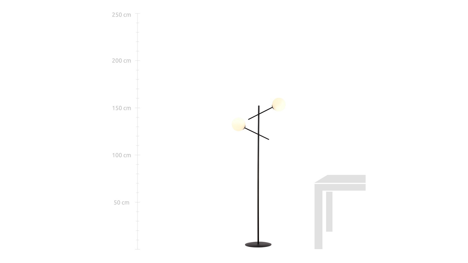LAMPA PODŁOGOWA STOJĄCA LINEAR LP2 CZARNA/BIAŁE KULE EMIBIG