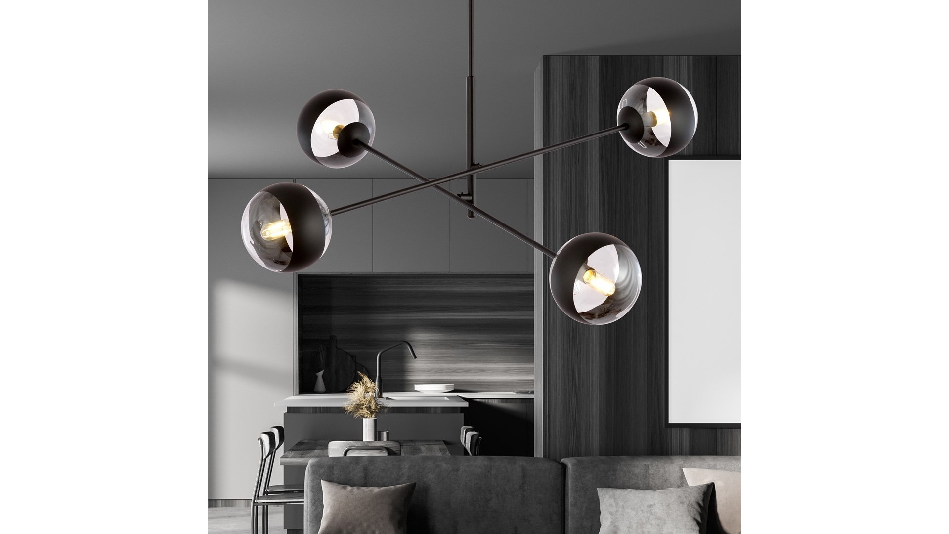 LAMPA SUFITOWA LINEAR 4-PUNKTOWA CZARNA/STRIPE EMIBIG