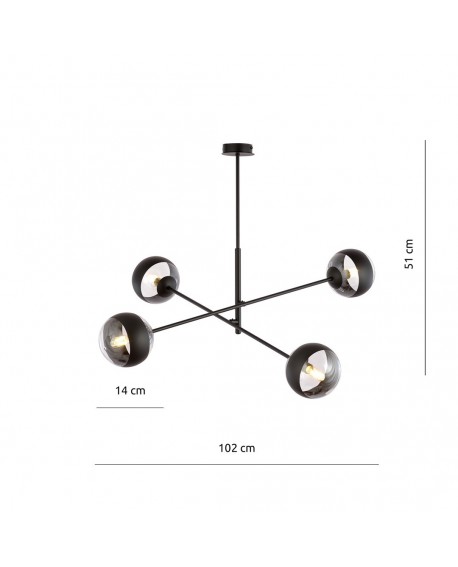 LAMPA SUFITOWA LINEAR 4-PUNKTOWA CZARNA/STRIPE EMIBIG