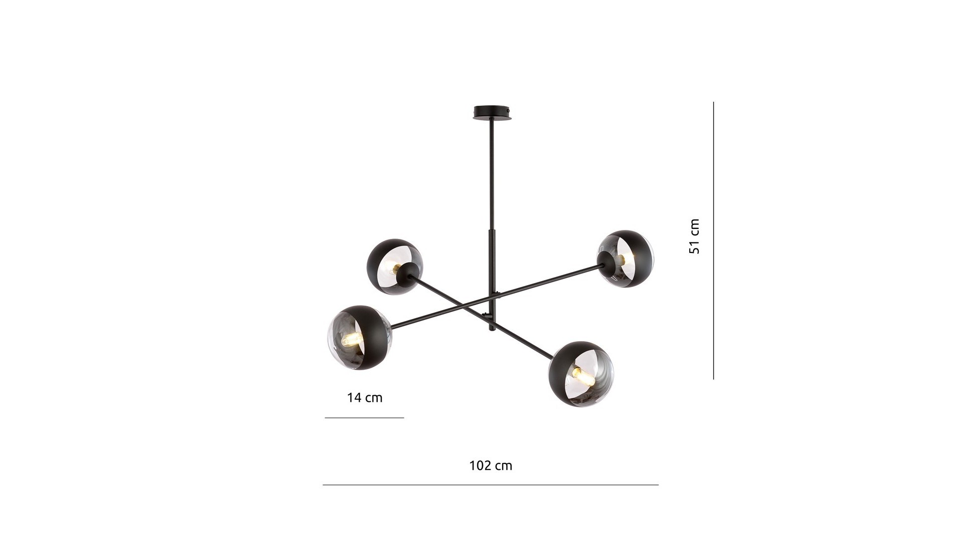 LAMPA SUFITOWA LINEAR 4-PUNKTOWA CZARNA/STRIPE EMIBIG