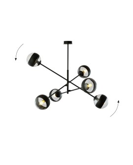 LAMPA SUFITOWA LINEAR 6-PUNKTOWA CZARNA/STRIPE EMIBIG