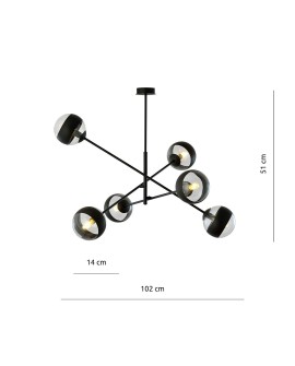 LAMPA SUFITOWA LINEAR 6-PUNKTOWA CZARNA/STRIPE EMIBIG