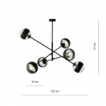 LAMPA SUFITOWA LINEAR 6-PUNKTOWA CZARNA/STRIPE EMIBIG