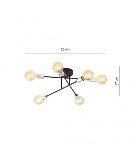 LAMPA SUFITOWA VEKEN 6-PUNKTOWA SREBRNA EMIBIG