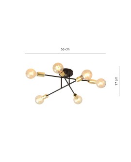 LAMPA SUFITOWA VEKEN 6-PUNKTOWA ZŁOTA EMIBIG