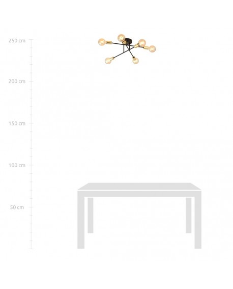 LAMPA SUFITOWA VEKEN 6-PUNKTOWA ZŁOTA EMIBIG