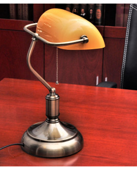 LAMPA BANKIERSKA BIURKOWA KLASYCZNA BURSZTYNOWA BANKER LUMINA DECO