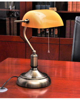 LAMPA BANKIERSKA BIURKOWA KLASYCZNA BURSZTYNOWA BANKER LUMINA DECO