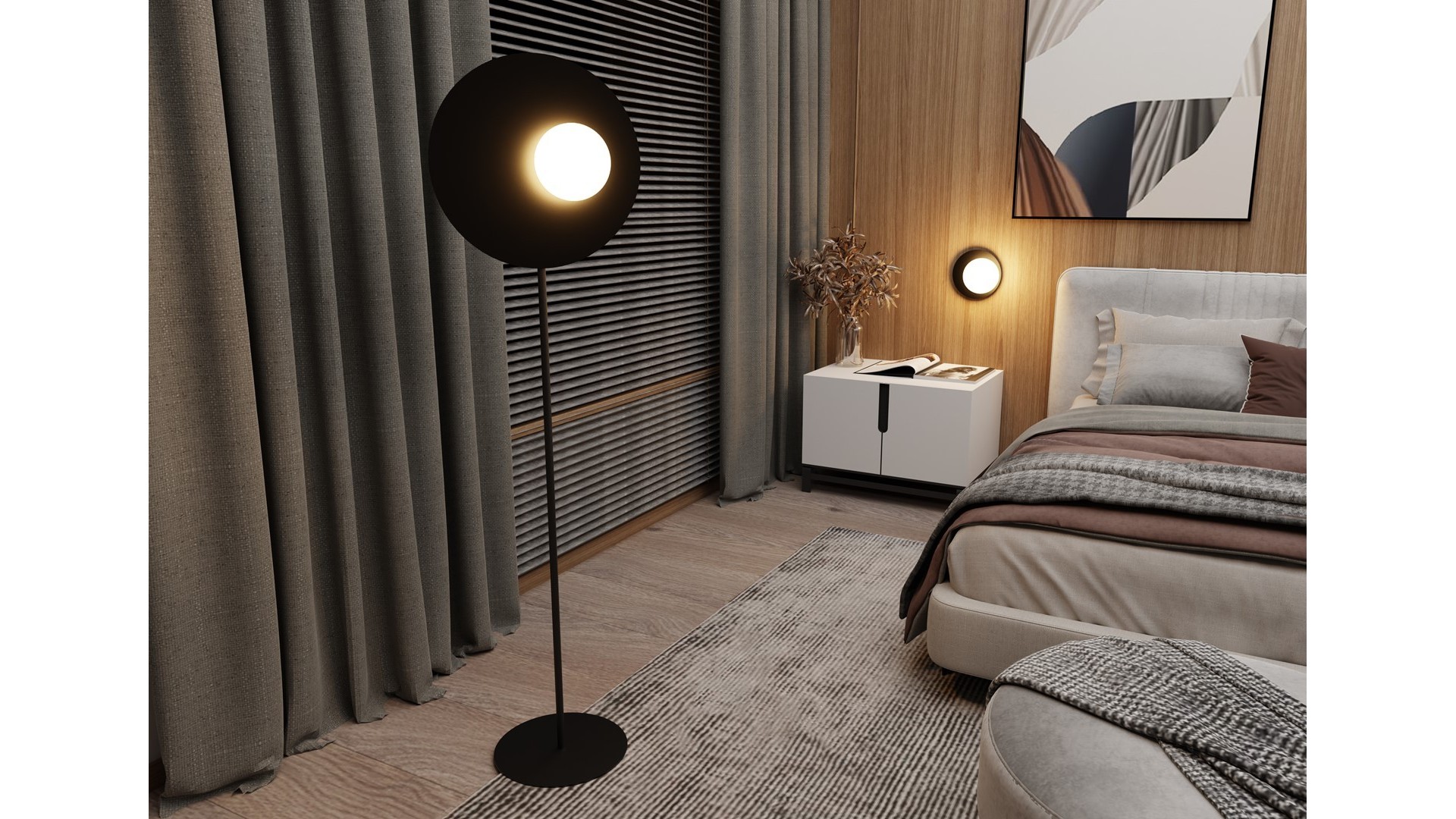 KINKIET LAMPA ŚCIENNA OSLO K1 CZARNA/BIAŁA KULA EMIBIG