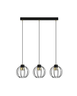 LAMPA WISZĄCA AJAX 3 CZARNA ZŁOTA EMIBIG