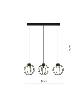 LAMPA WISZĄCA AJAX 3 CZARNA ZŁOTA EMIBIG